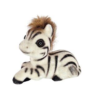 Vintage Josef Originals George Good Flocked Zebra Lying Down Figurine Miniature